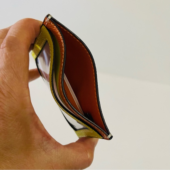 COACH Slim ID Card Case Colorblock Sv/Bright Yellow Multi Crossgrain Leather NWT - Picture 4 of 5